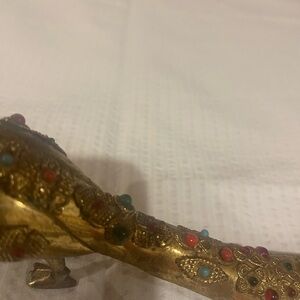 Vintage brass peacock shoe horn